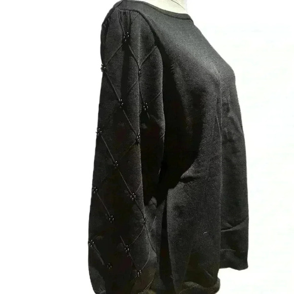 NWT Laura Plus Black Beaded Sweater PTP 23”-24 - Picture 5 of 15